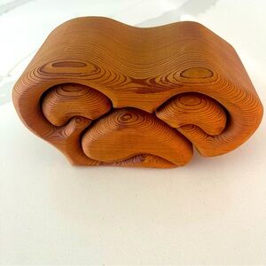 Vintage Redwood hidden drawer jewelry box
